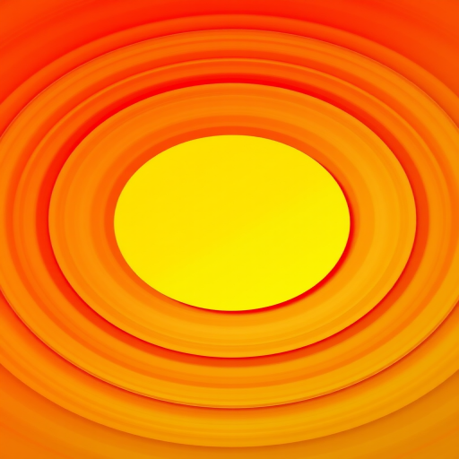 Create a vibrant abstract design featuring a large yellow circle at the center surrounded by concentric rings in shades of orange and red, using a 50mm lens, f/8 aperture, ISO 100, shot from a straight-on perspective with a digital DSLR camera to enhance image quality.