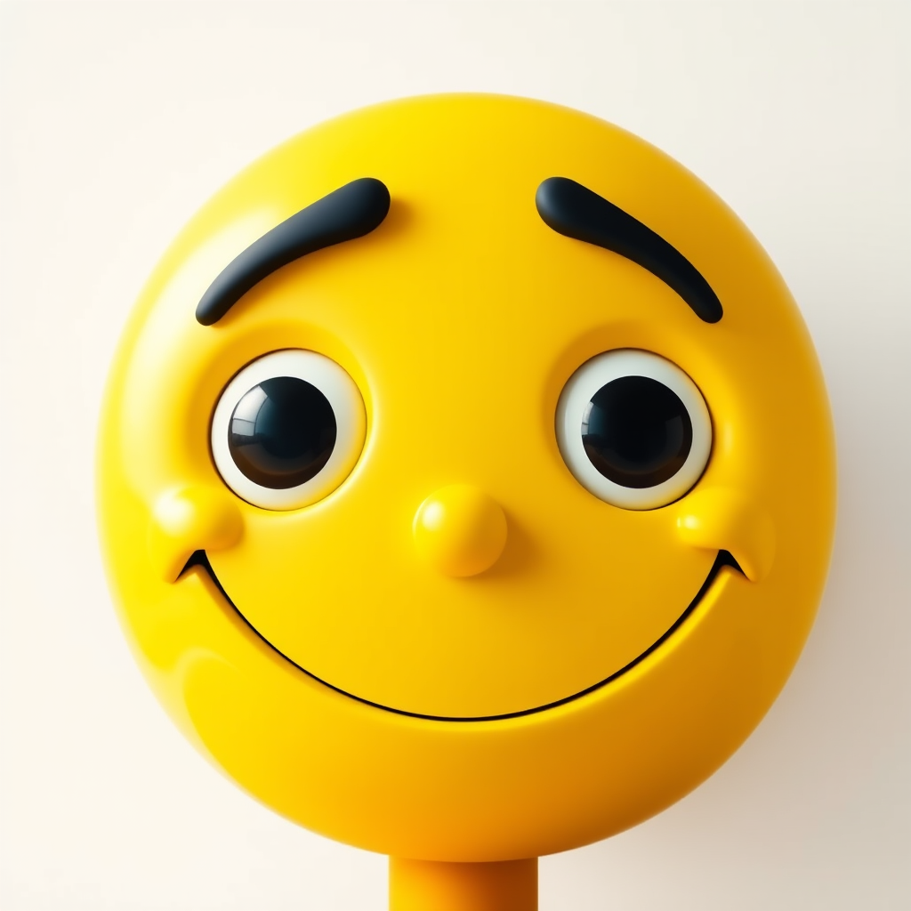 Create a vivid and high-resolution digital art image of a large bright yellow smiley face with exaggerated features, using a Canon EOS R5 camera with a 50mm f/1.2 lens, aperture set to f/2.8, ISO 100, and natural lighting for a vibrant effect.