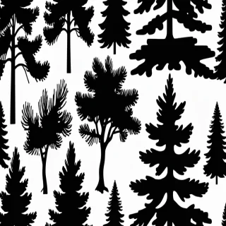 black and white pine tree clipart