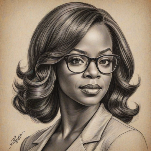 Attractive Kandi Burruss, pencil sketch, portrait of Fascinating woman 1930s in glasses, hair style beatnik, outline, clear lines, fine lines, 8k