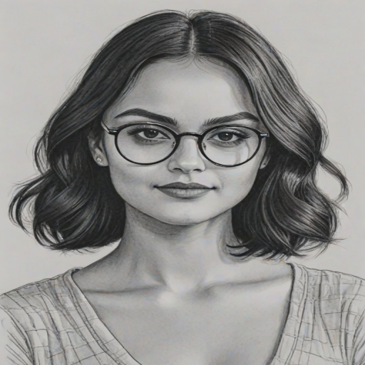 Dazzling Camila Mendes, pencil sketch, portrait of Stunning woman 1929s in glasses, hair style beatnik, outline, clear lines, fine lines, 8k