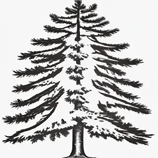 pine tree clipart black and white