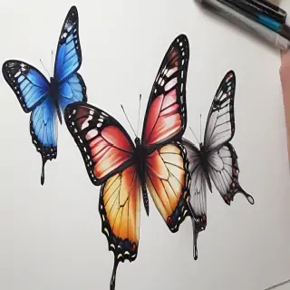 drawing butterflies