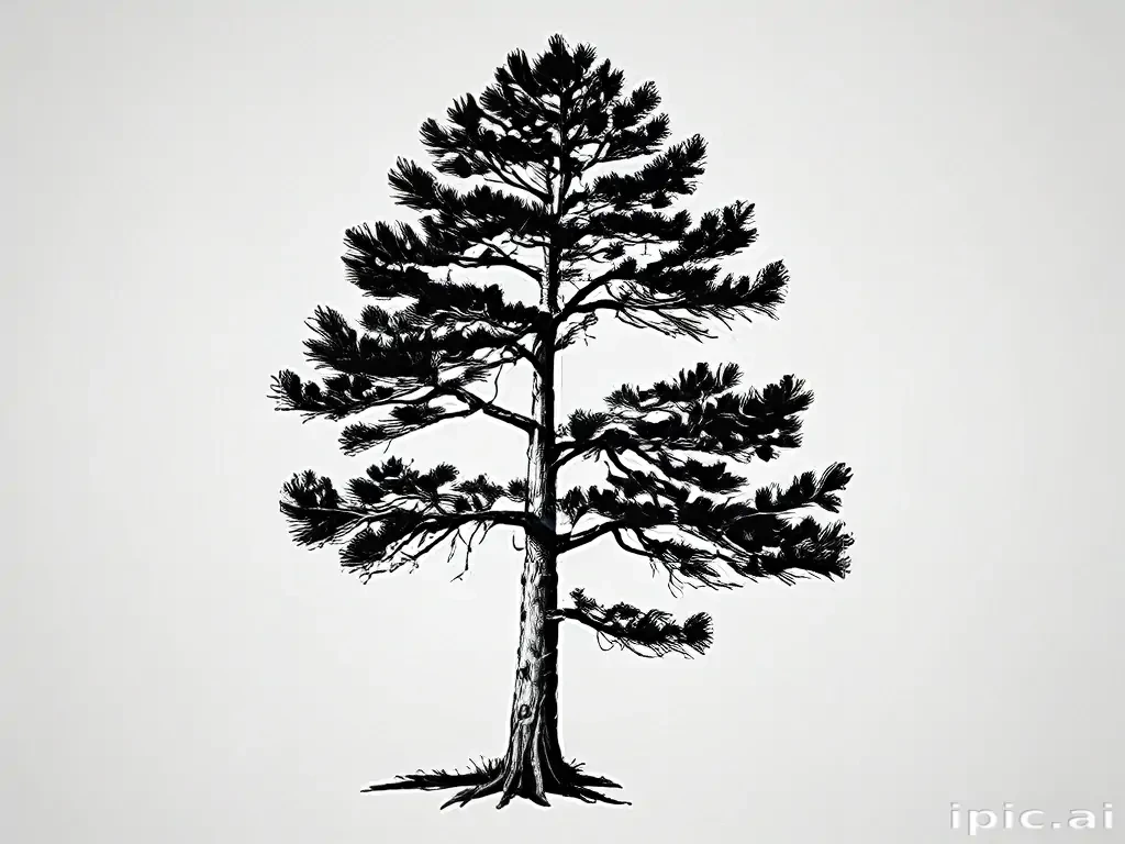 black and white pine tree clip art