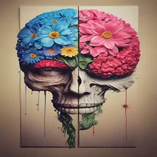 half brain half flowers