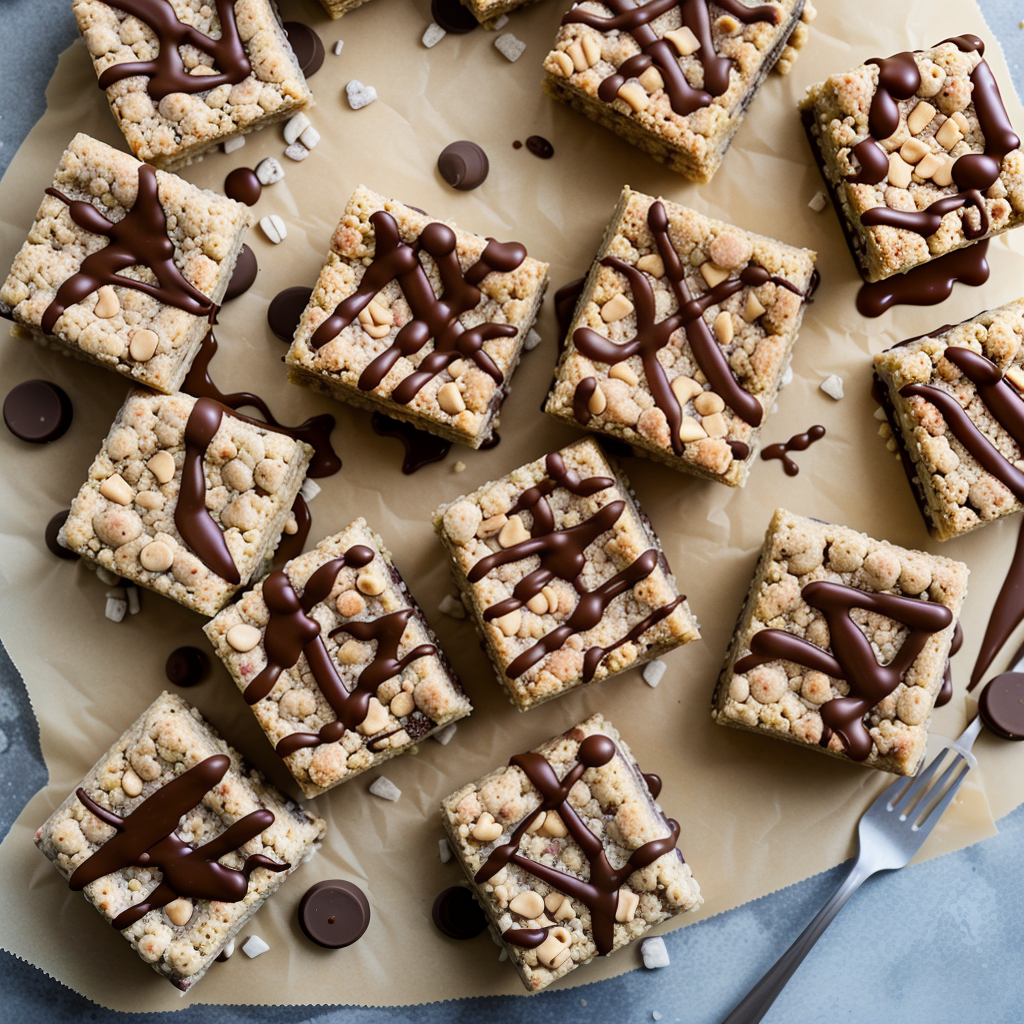 peanut butter rice crispy treats with chocolate