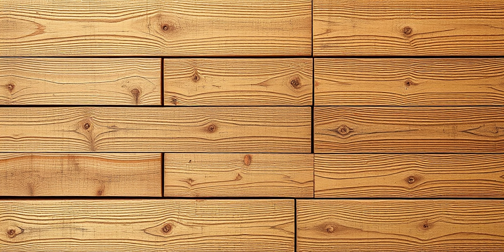 Create a high-resolution texture of wooden planks arranged in various sized rectangles with visible screws, shot with a DSLR camera at f/8 aperture, 50mm lens, ISO 100, in natural light, top-down view, with a focus on depth and detail to enhance the wood grain and texture.
