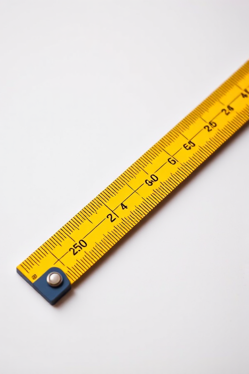 Create a high-resolution image of a yellow ruler with clear markings, photographed at a close-up angle using a DSLR camera, aperture set to f/2.8, ISO 100, and a 50mm lens for sharp detail and vibrant color.