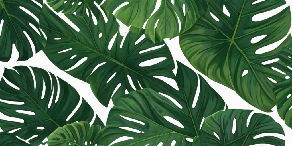 regenerate a seamless pattern of large green monstera leaves on a white background