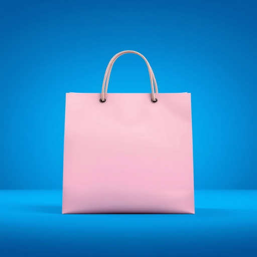 Create a vector-style image of a shopping bag with a smooth gradient background in shades of blue, using a Canon EOS 5D Mark IV camera, f/4 aperture, 50mm lens, shot in portrait orientation with high dynamic range for enhanced depth and clarity.