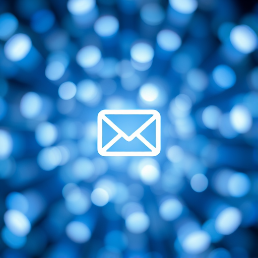 create an abstract image of a central glowing envelope symbol surrounded by a burst of blue and white bokeh lights with a shallow depth of field, using a DSLR camera with a 50mm f/1.8 lens, aperture set to f/2.8, ISO 100, and a shutter speed of 1/60 seconds for enhanced clarity and vibrancy.