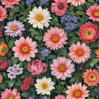 colored drawings of flowers