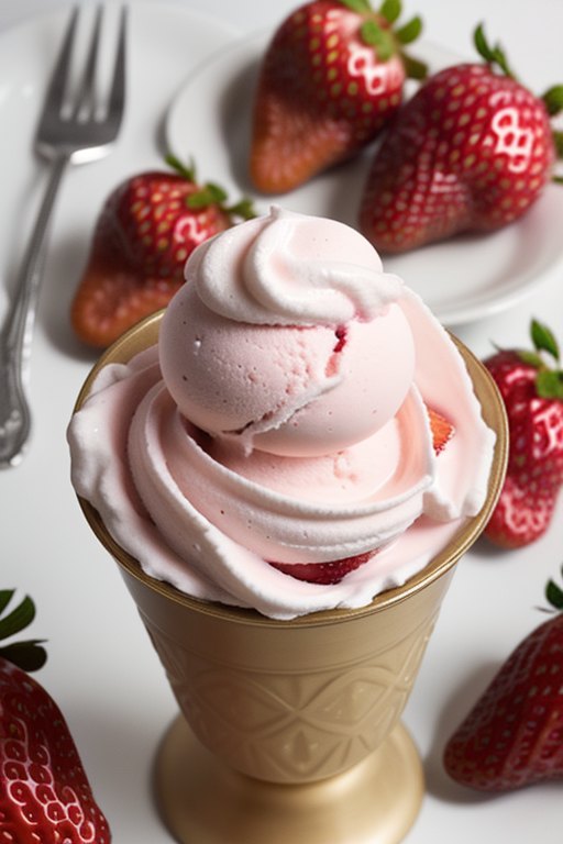 strawberry with vanilla ice cream