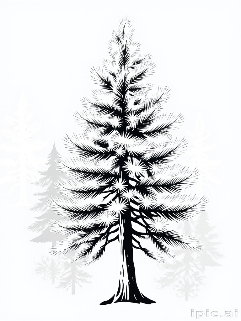 black and white pine tree clip art