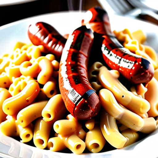 smoked sausage and mac and cheese