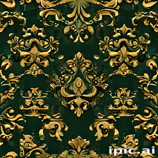 Luxurious Green and Gold Baroque Pattern with Intricate Floral Designs ...