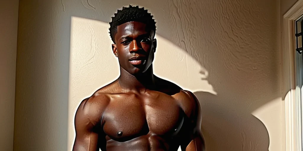 shirtless black male