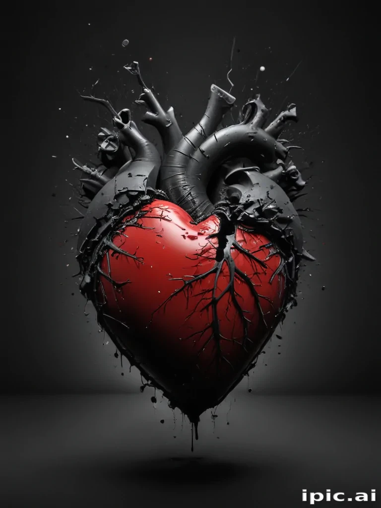broken heart black background