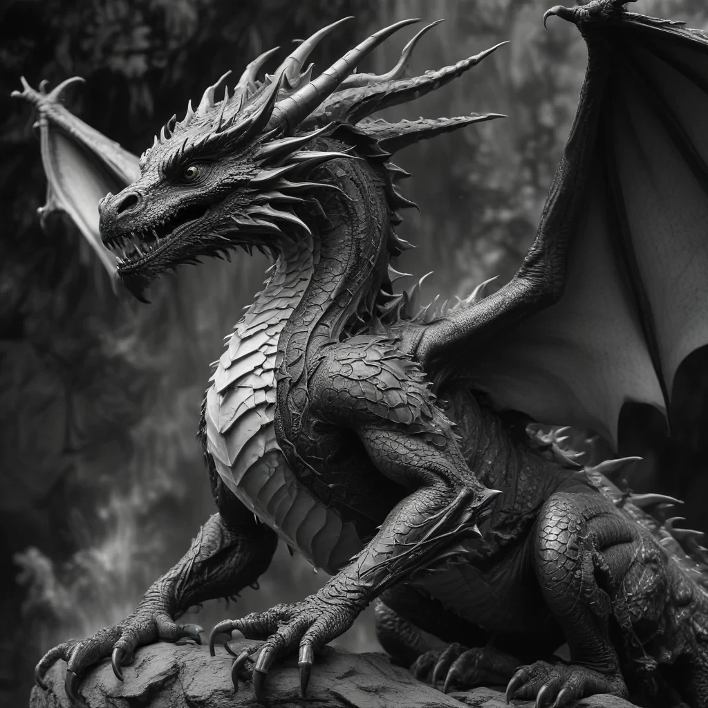 dragon black and white