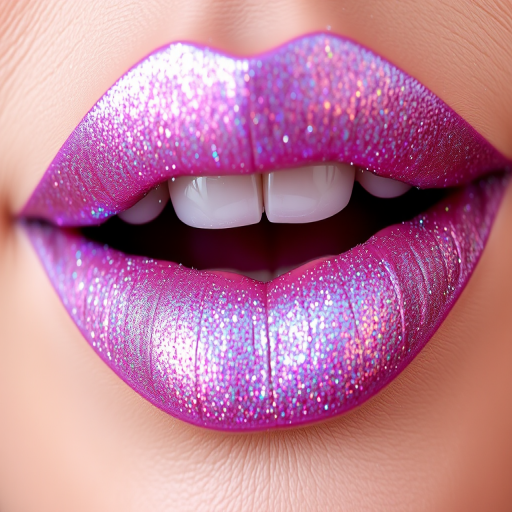 Iridescent lip powder dubbed "Fairy Dust," transforming any lip color with a magical, shimmering veil of sparkle