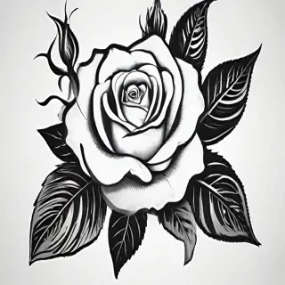 black and white rose clip art