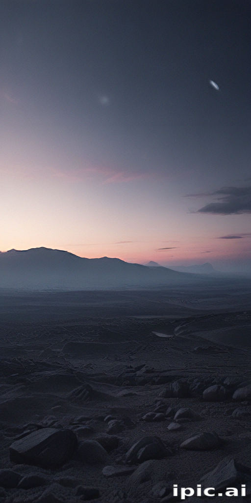 Stunning Twilight Landscape with Distant Mountains Under a Starry Sky