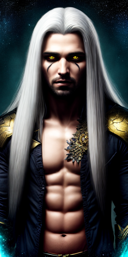 Fantasy Painting male vampire with long white hair laying on his ...