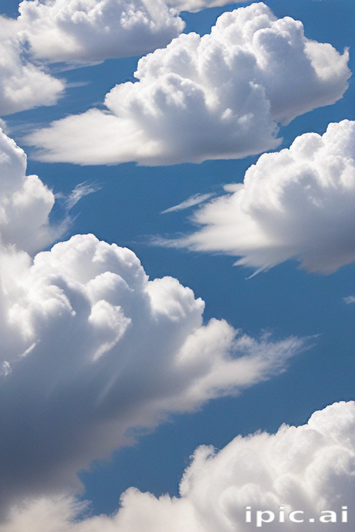 Fluffy White Clouds Floating Gracefully in a Bright Blue Sky Scene