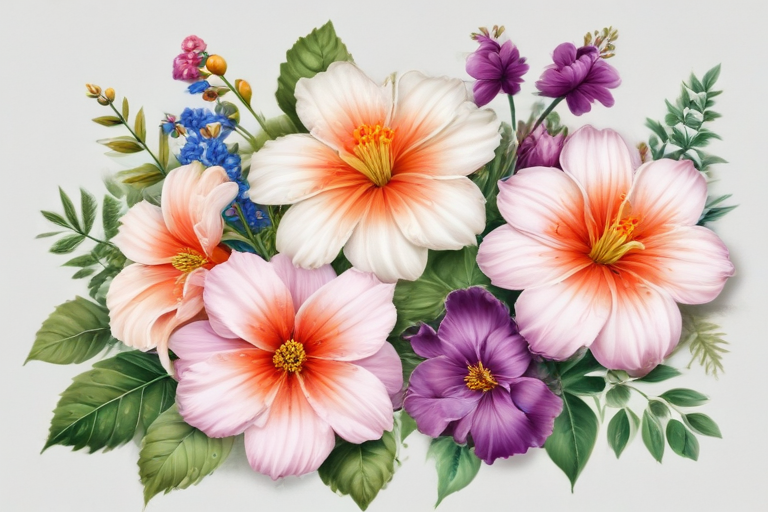 Vibrant Floral Arrangement Featuring Colorful Blooms and Lush Greenery