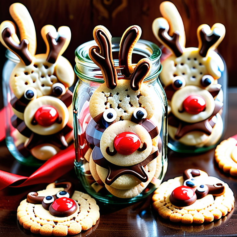 reindeer cookies in a jar