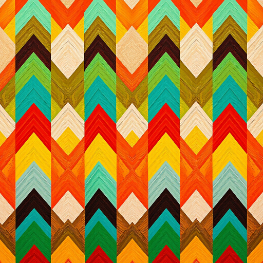 Create a high-resolution image of a vibrant chevron pattern featuring alternating shades of orange, green, and blue, captured with a Canon EOS 5D Mark IV, 50mm lens, f/8 aperture, ISO 100, in vibrant colors, top-down view, and using a soft natural light setup.