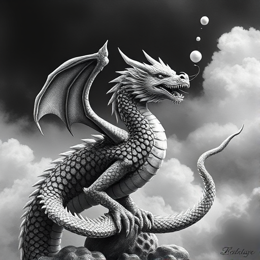 dragon black and white