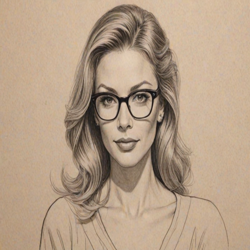Exquisite Debbie Matenopoulos, pencil sketch, portrait of Beauteous woman 1945s in glasses, hair style beatnik, outline, clear lines, fine lines, 8k