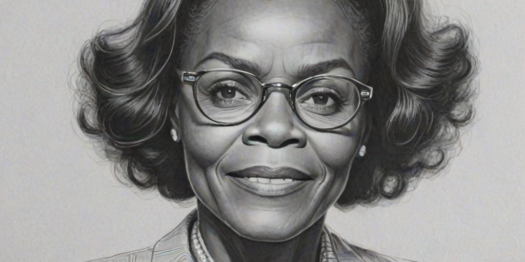 Fetching Cicely Tyson, pencil sketch, portrait of Radiant woman 1946s in glasses, hair style beatnik, outline, clear lines, fine lines, 8k