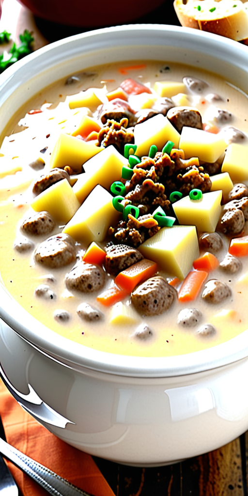 crockpot creamy potato and hamburger soup