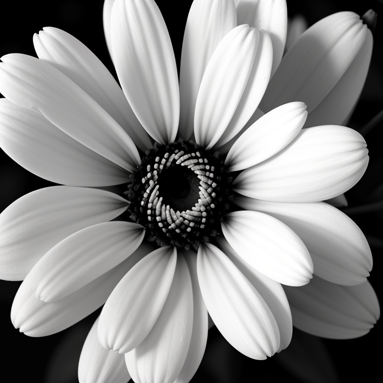 A Beautiful Black and White Close-Up of a Delicate Flower Blossom.