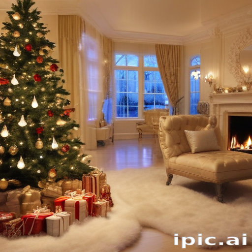 Cozy Holiday Living Room with Beautiful Christmas Tree and Gifts