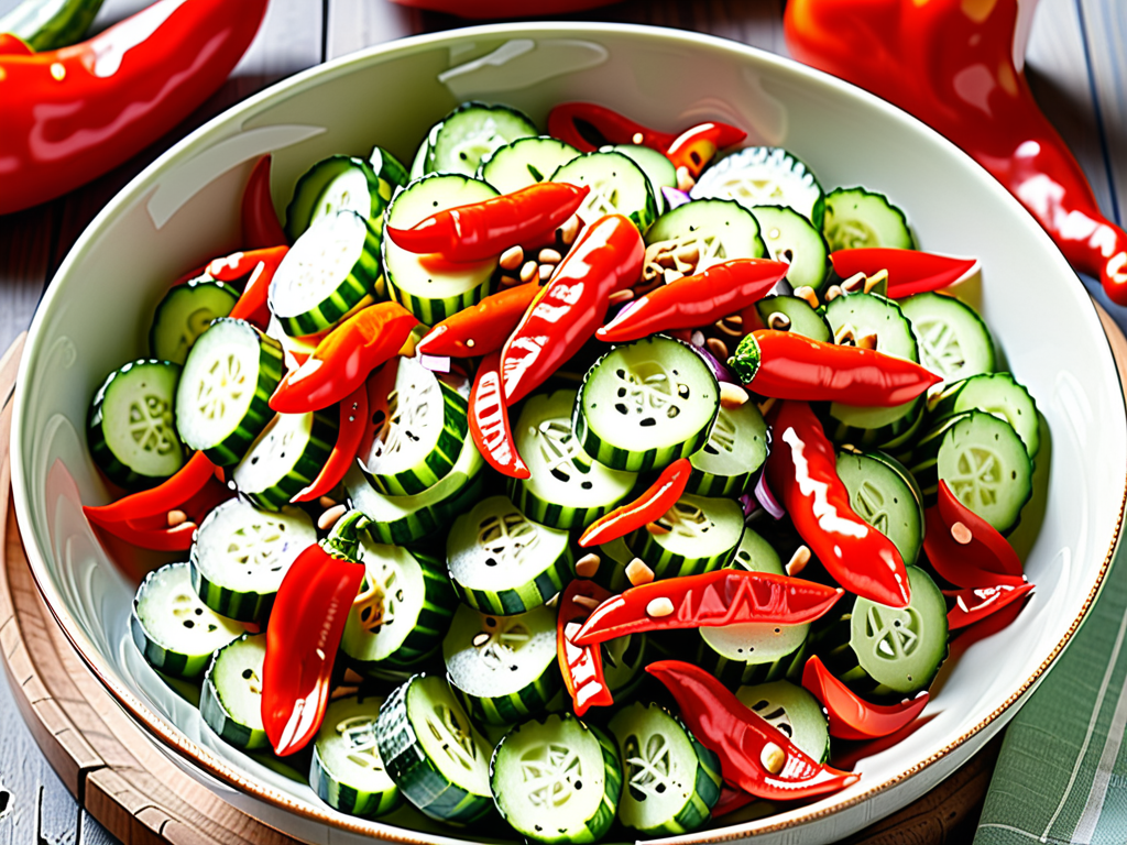 cucumber and red pepper salad