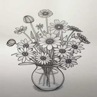 line drawn flowers
