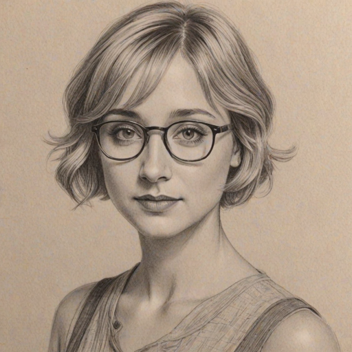 Fascinating Allison Mack, pencil sketch, portrait of Superb woman 1920s in glasses, hair style beatnik, outline, clear lines, fine lines, 8k