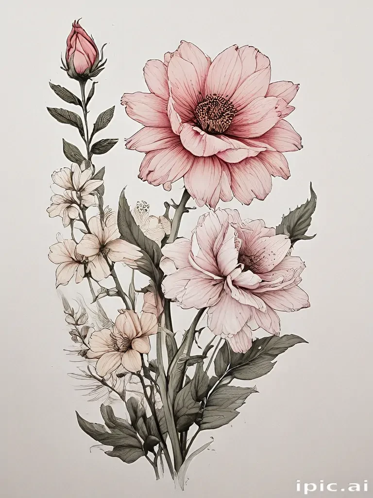 flower aesthetic drawings
