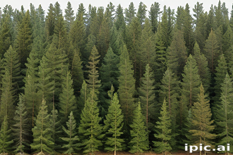 Expansive Forest Landscape Featuring Lush, Green Evergreen Trees in Nature