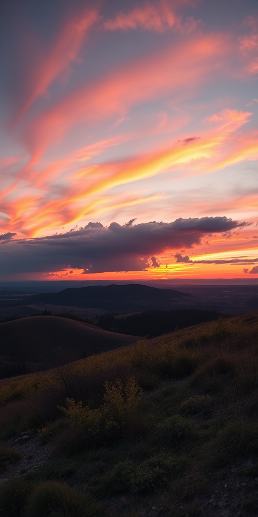 Generate a high-resolution image of a serene landscape at sunset with vibrant colors, using a Canon EOS 5D Mark IV, 50mm lens, aperture f/8, ISO 100, and a focal length of 50mm, capturing a wide view for a panoramic effect.