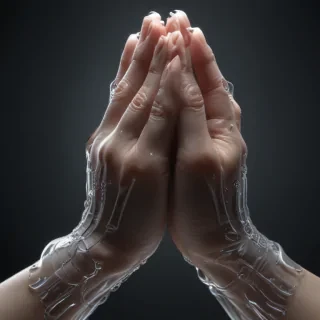 transparent praying hands