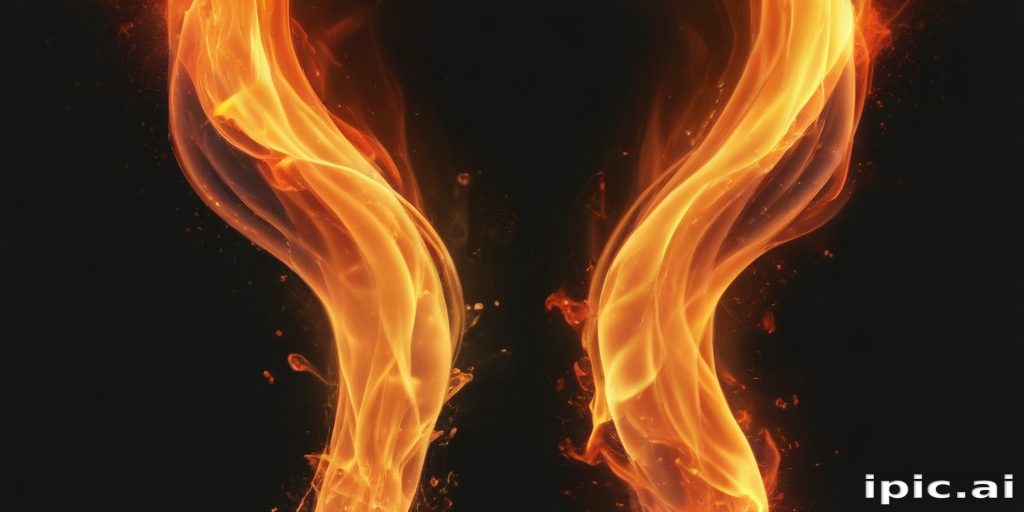 Dynamic Flames Dancing Together in a Beautiful Fiery Embrace Against ...