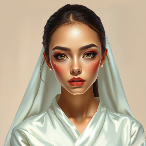 digital painting,  digital illustration,  stunning girl, make up , white silk dress extreme detail,  digital art,  4k,  ultra hd
