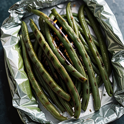 grilled green beans in foil