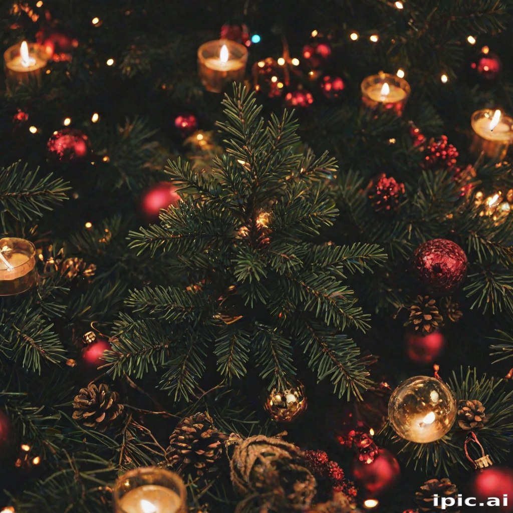 Enchanting Christmas Tree Decorated with Twinkling Lights and Ornaments