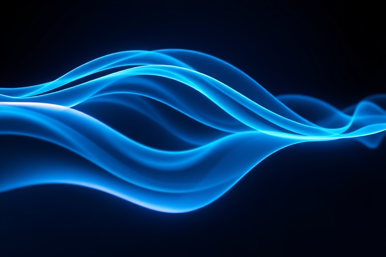 abstract digital wave pattern with smooth curves and gradients, captured using a Canon EOS 5D Mark IV, aperture f/8, shutter speed 1/60s, ISO 100, long exposure style, high resolution and vibrant colors, dark background with glowing light effects