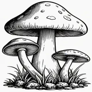 mushroom clipart black and white